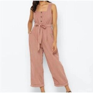 American Eagle Corduroy Jumpsuit Women Small Pink Wide Leg Cottagecore Preppy